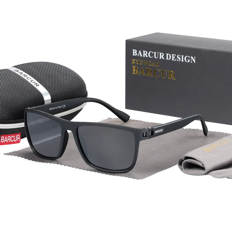 Óculos de Sol Masculino Retangular Polarizado Black Gray