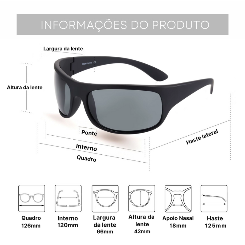 Óculos de Sol Esportivos TR-90 Masculino