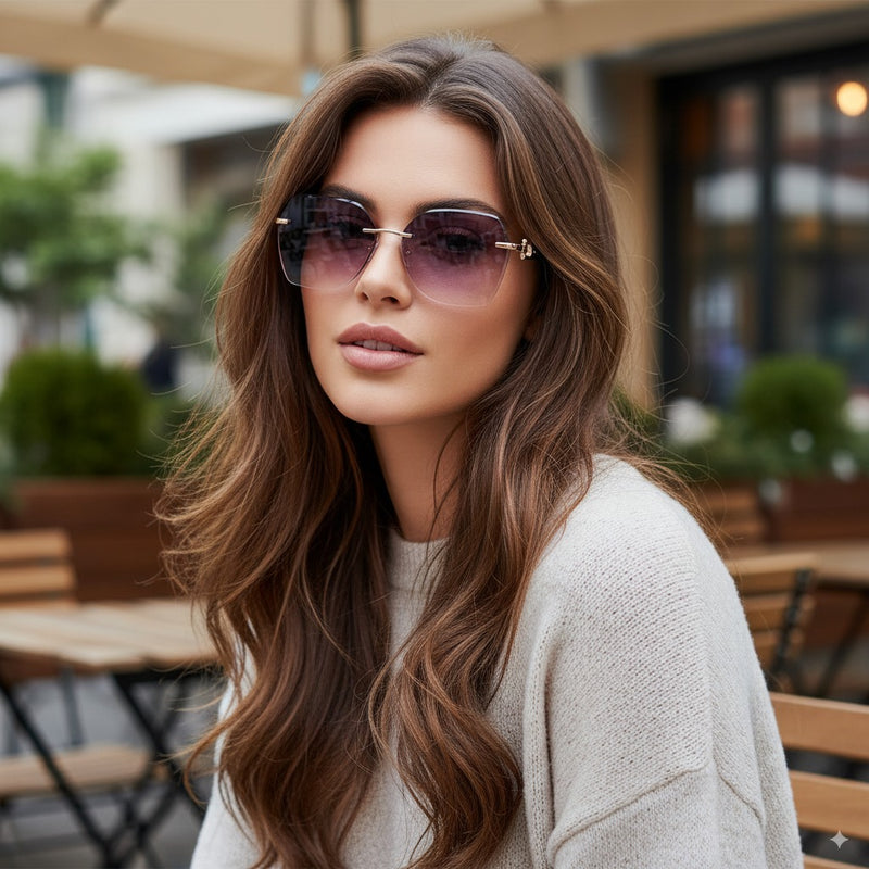 Óculos de Sol Feminino Quadrado Sem Aro