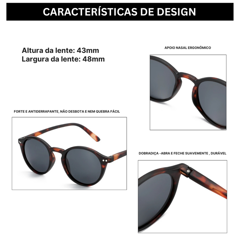 Óculos de Sol Feminino Redondo Polarizado UV400