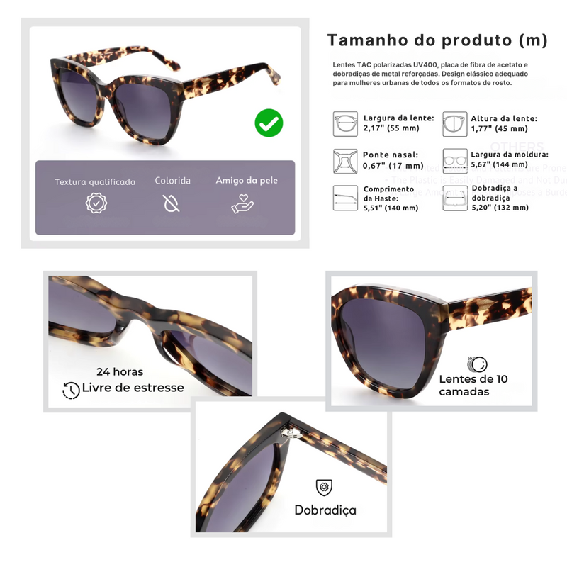 Óculos de Sol Gatinho Feminino Acetato