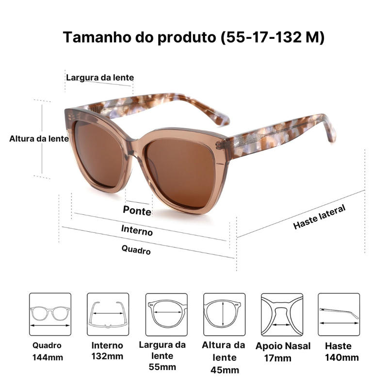 Óculos de Sol Gatinho Feminino Acetato