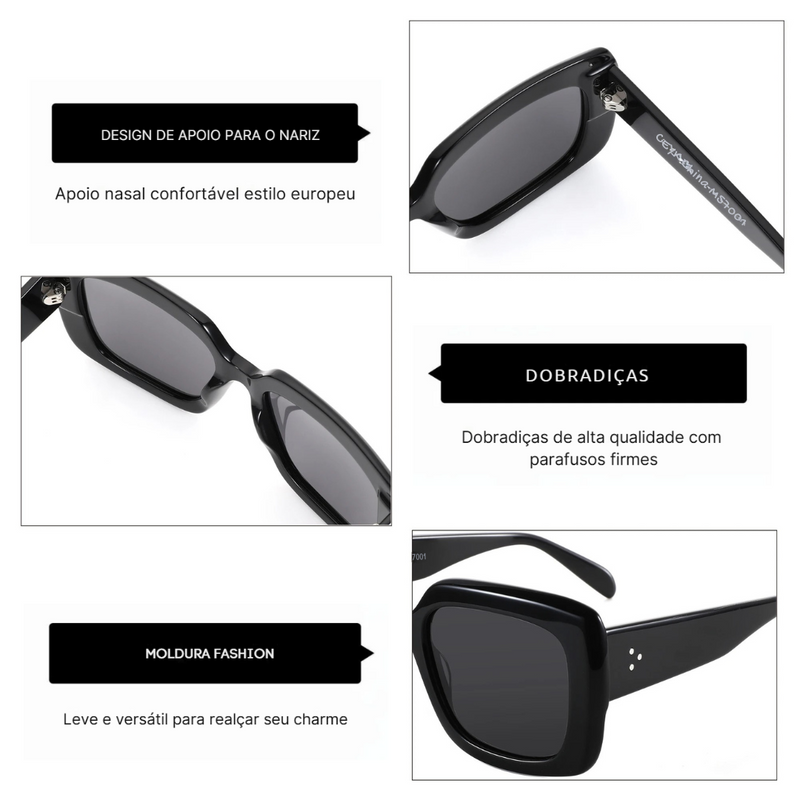Óculos de Sol Quadrado Feminino Acetato