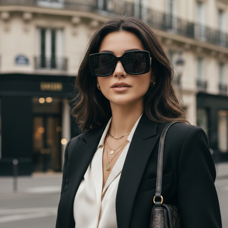 Óculos de Sol Quadrado Feminino Acetato