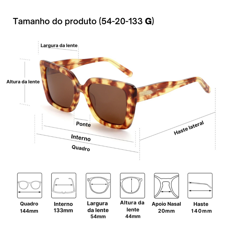 Óculos de Sol Quadrado Feminino eco-friendly