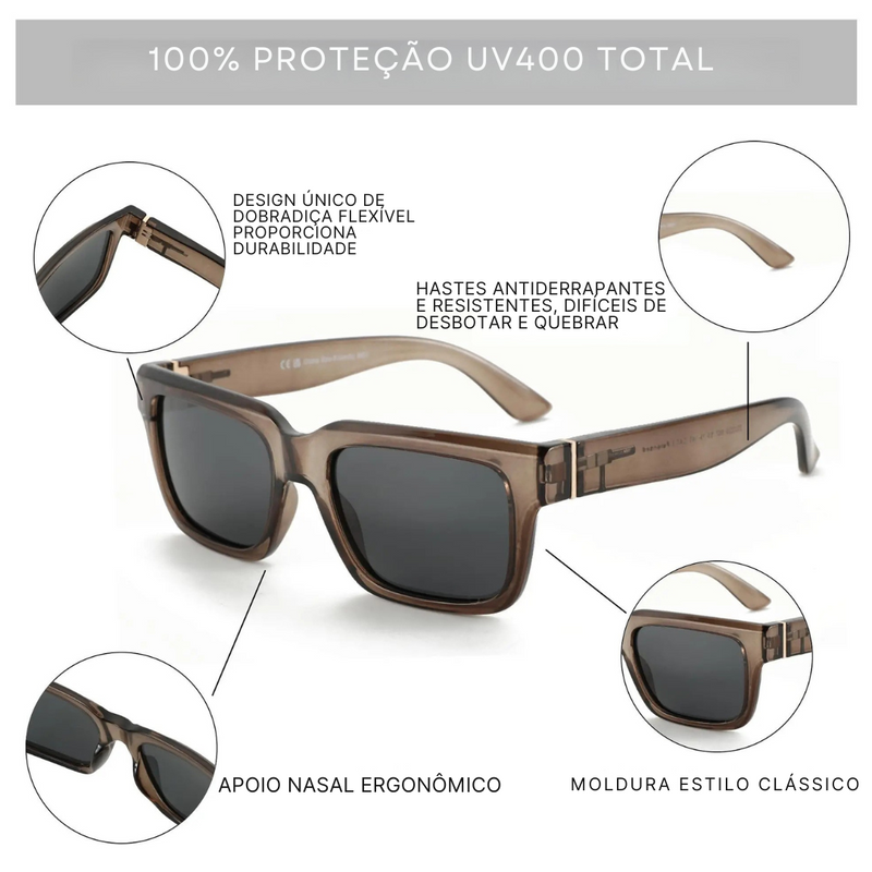 Óculos de sol unissex estilo retangular UV400