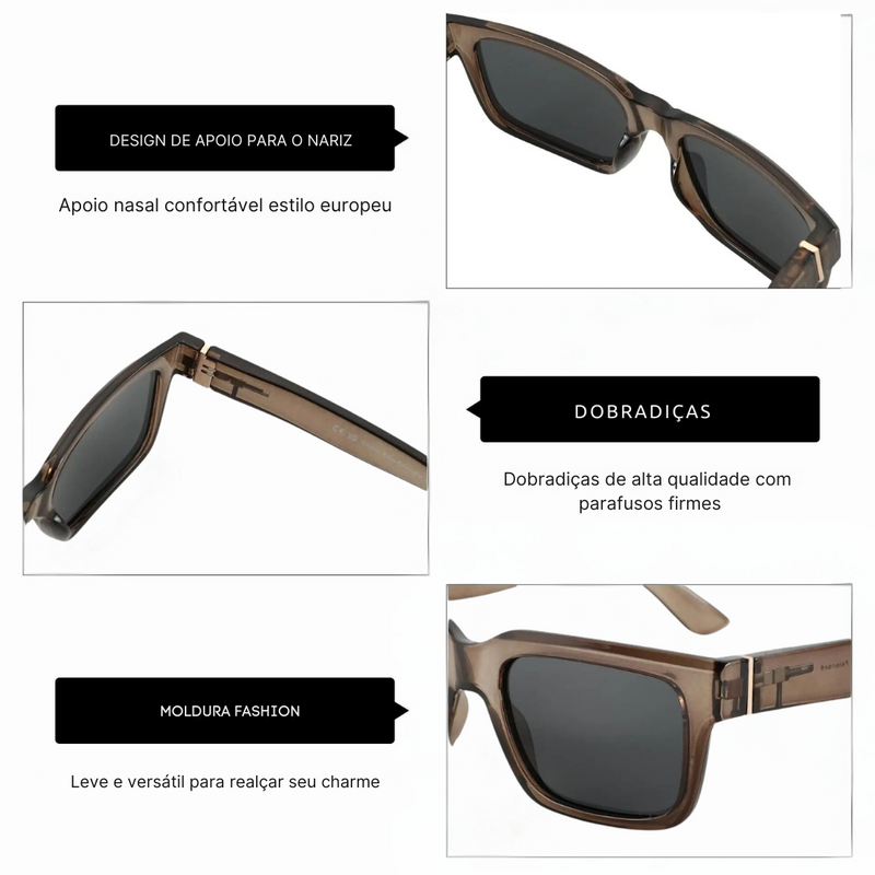 Óculos de sol unissex estilo retangular UV400