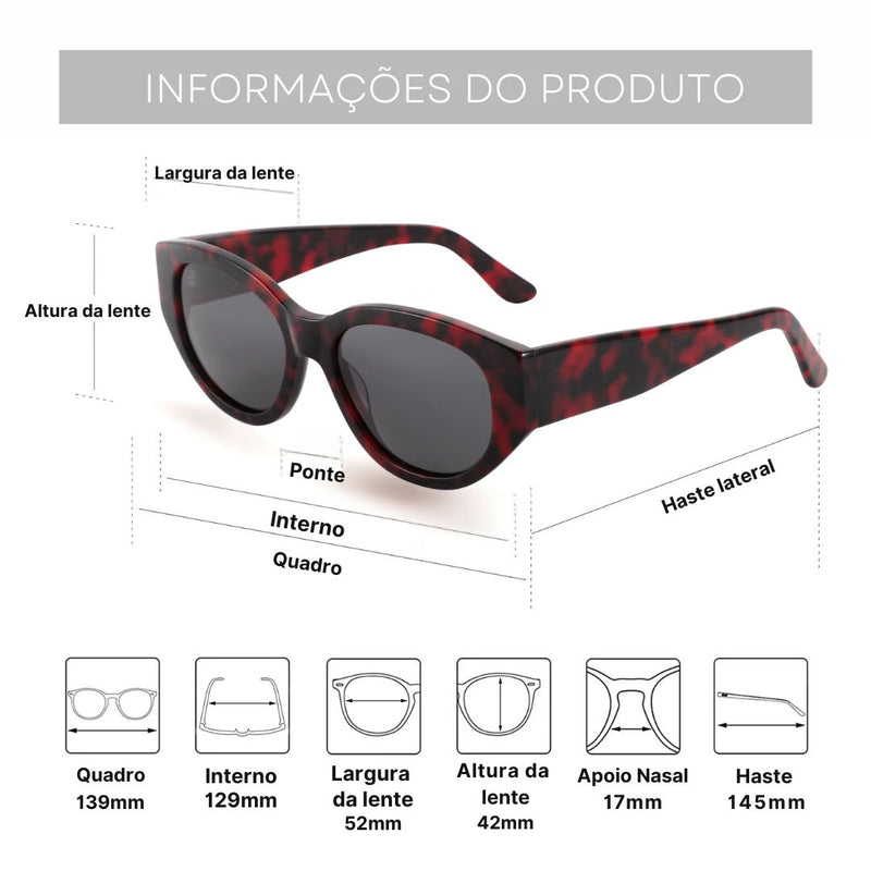 Óculos de Sol Gatinho Acetato